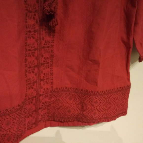 Madewell  Camelia Embroidered Tassel Top Flame Red - Picture 3 of 7